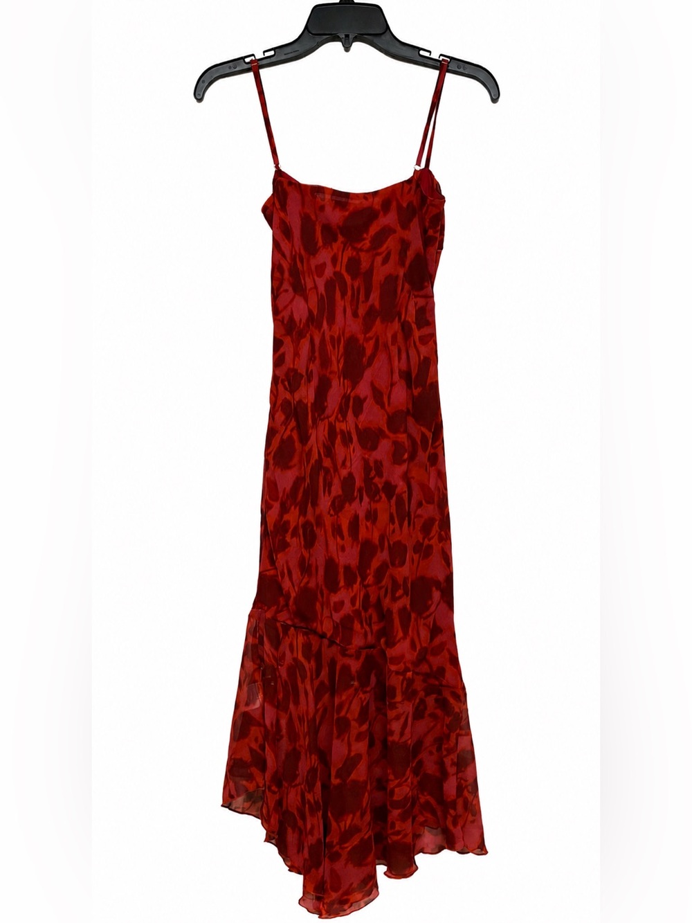 Peppermayo Red Watercolor Floral Asymmetrical Slip Midi Dress Small Size 4 - Picture 2 of 9